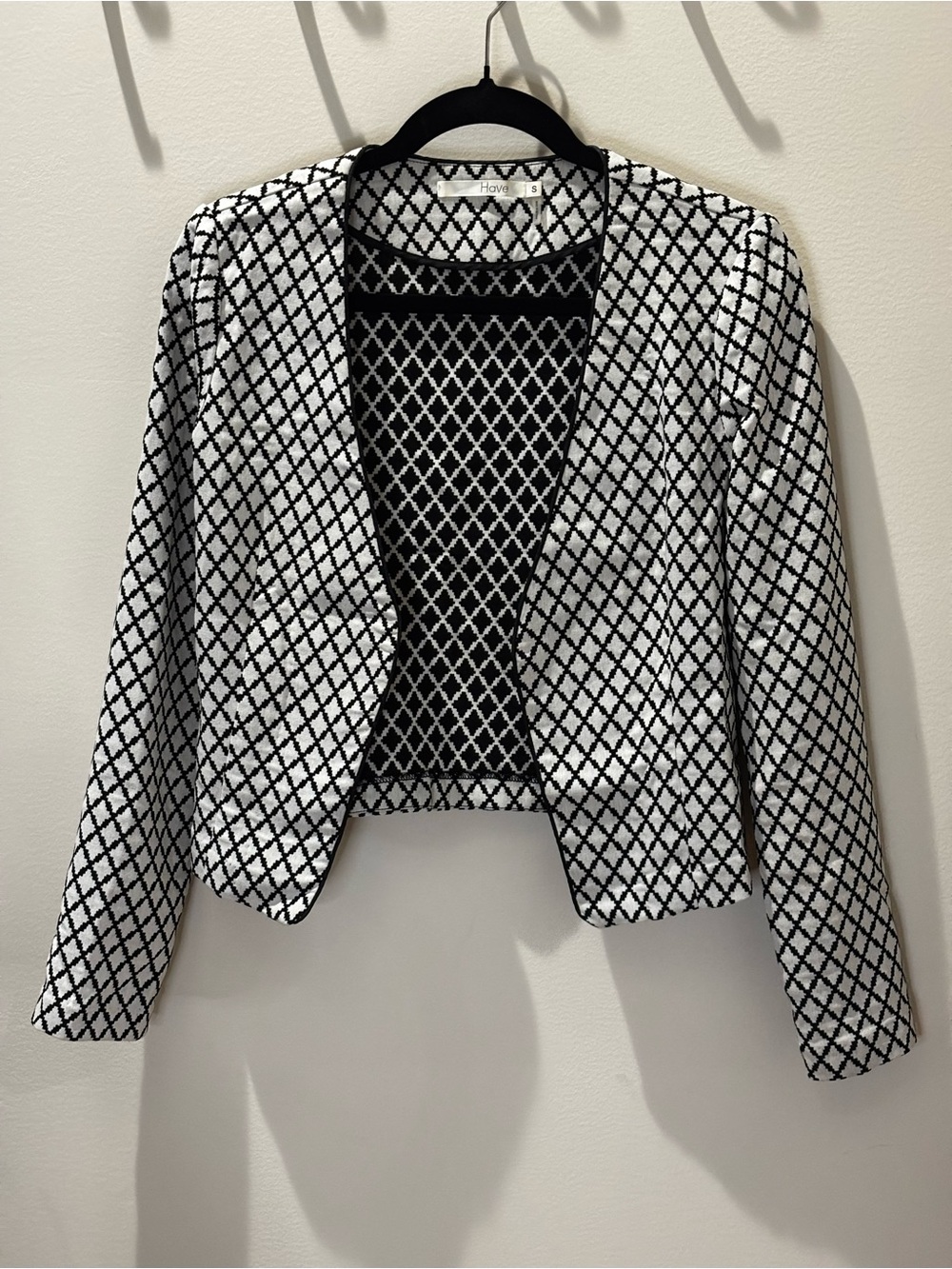 Black & White Open Front Cropped Jacket1606.